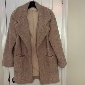 Lavender Brown Cream Fleece “Teddy Bear” jacket with two pockets